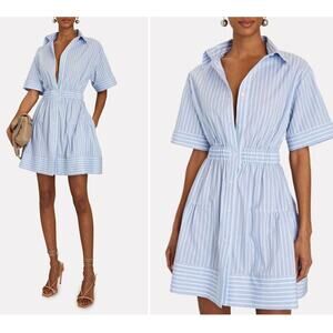 Lidaan Daniel Open-Back Cotton Poplin Stripe Mini Dress Size Small NEW Intermix